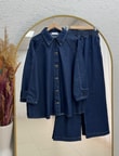 Ayşe Kolları Düğmeli Pantolonlu Kot Takım-LS7222 Lacivert