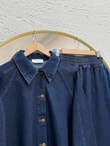 Ayşe Kolları Düğmeli Pantolonlu Kot Takım-LS7222 Lacivert