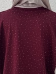 Aysu Altı Piliseli Taşlı Pantolonlu Takım-BN4572 Bordo