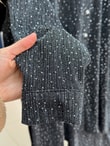 Aysun İnci Biyeli Taşlı Pantolonlu Takım-EK547 Antrasit