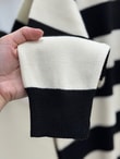 Bahar Kalın Çizgili Oversize Kazak-Zİ5260 Siyah