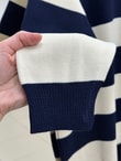 Bahar Kalın Çizgili Oversize Kazak-Zİ5260 Lacivert