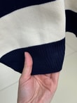 Bahar Kalın Çizgili Oversize Kazak-Zİ5260 Lacivert