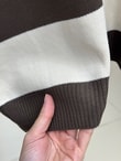 Bahar Kalın Çizgili Oversize Kazak-Zİ5260 Kahve