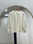 Bahardil Mini Gold Düğmeli Kısa Hırka-KR6041 Ekru