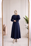 Bahardil Mini Gold Düğmeli Kısa Hırka-KR6041 Lacivert