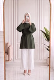 Bahargül Reglan Kol Kordunlu Tunik-MF1933 Haki