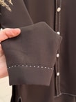 Bala Metal Düğmeli Çift Cepli Badem Dikiş Pantolonlu Takım-ŞA1036 Kahve