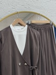 Belda Bağlamalı Çift Düğmeli Pantolonlu Pike Takım-EY2510 Kahve