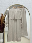 Belgin Bolerolu Tuniği Uzun Pantolonlu Modal Takım-ZŞ7078 Taş