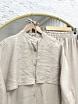 Belgin Bolerolu Tuniği Uzun Pantolonlu Modal Takım-ZŞ7078 Taş