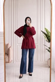Belkıs Etek ve Kol Manşet Tunik-MF1935 Bordo