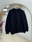 Bemeva Dikiş Detay İki İp Şardonlu Sweat-BN4522 Siyah