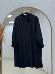 Benice Yırtmaç Detay Uzun Tunik-AS5976 Siyah
