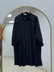 Benice Yırtmaç Detay Uzun Tunik-AS5976 Siyah