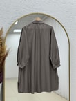 Benice Yırtmaç Detay Uzun Tunik-AS5976 Vizon