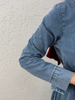 Berfu Yarım Patlı Beli Büzgülü Kot Elbise-ML2605 Mavi