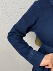 Berfu Yarım Patlı Beli Büzgülü Kot Elbise-ML2605 Kot Rengi