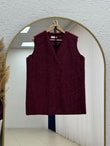 Berya Kemerli Kürklü Yelek-BN4547 Bordo