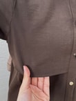 Biray Metal Düğmeli Bolerolu Uzun Tunik-GS6289 Kahve