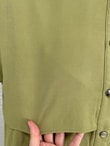 Biray Metal Düğmeli Bolerolu Uzun Tunik-GS6289 Yağ Yeşili