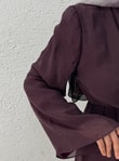Birben Önü Tokalı Ve Bolerolu Geniş Kol Vual Elbise-FA1116 Mürdüm