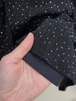 Buse Önü Bağlamalı Kol Ucu Düğmeli Taşlı Lurex Etekli Takım-EK766 Siyah
