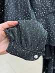 Buse Önü Bağlamalı Kol Ucu Düğmeli Taşlı Lurex Etekli Takım-EK766 Antrasit