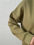 Çağıl Kendinden Çizgili Kangru Cepli Kapşonlu Sweat-MF1832 Fıstık Yeşili