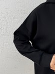 Çağıl Kendinden Çizgili Kangru Cepli Kapşonlu Sweat-MF1832 Siyah
