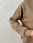 Çağıl Kendinden Çizgili Kangru Cepli Kapşonlu Sweat-MF1832 Sütlü Kahve