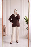 Canbahar Düğme Geçiş Detaylı Triko Hırka-KR6051 Kahve