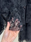 Cankız Gömleği Fırfırlı Çıtır Desen Etekli Tül Takım-EN825 Siyah