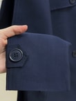 Canzar Kemerli Düğmeli Kısa Trenç-QA1006 Lacivert