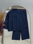 Capmora Gizli Cepli Robalı Pantolonlu Kot Takım-LS4258 Koyu Mavi