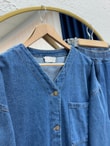 Celena Tek Cepli Metal Düğmeli Pantolonlu Kot Takım-LS8220 Mavi