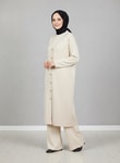 Celique Gold Düğmeli Uzun Triko Hırka-KR5014 Taş