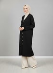 Celique Gold Düğmeli Uzun Triko Hırka-KR5014 Siyah