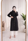 Cemay Boydan Çift Çıtçıtlı Yırtmaçlu Uzun Tunik-GS688 Siyah