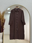 Cemay Boydan Çift Çıtçıtlı Yırtmaçlu Uzun Tunik-GS688 Kahve