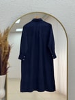 Cemay Boydan Çift Çıtçıtlı Yırtmaçlu Uzun Tunik-GS688 Lacivert