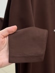 Cemşah Papatya Nakışlı Yazılı Yırtmaçlı Bluz-SS13157 Kahve