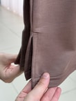 Cemşah Papatya Nakışlı Yazılı Yırtmaçlı Bluz-SS13157 Sütlü Kahve