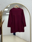 Cemşah Papatya Nakışlı Yazılı Yırtmaçlı Bluz-SS13157 Bordo
