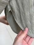 Çiğdem Çizgili Keten Karışımlı Oversize Kadın Gömlek-ZN1174 Mint