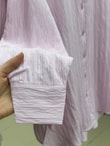 Çiğdem Çizgili Keten Karışımlı Oversize Kadın Gömlek-ZN1174 Pembe