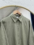 Çiğdem Çizgili Keten Karışımlı Oversize Kadın Gömlek-ZN1174 Mint