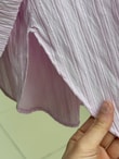 Çiğdem Çizgili Keten Karışımlı Oversize Kadın Gömlek-ZN1174 Pembe
