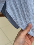 Çiğdem Çizgili Keten Karışımlı Oversize Kadın Gömlek-ZN1174 Bebe Mavisi