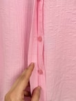 Çilek Omuz Büzgülü Gizli Patlı Balon Kol Gömlek-NA769 Pembe